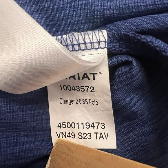 Ariat Tek Polo Shirt Mens Small Blue Charger 2.0 SS - Picture 8 of 9